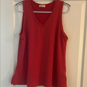 Blumin Scarlet V-Neck Ribbed Tank Top